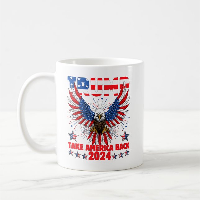 Trump 2024: Amerikas Fahne zurücknehmen Trump 2 Kaffeetasse (Links)
