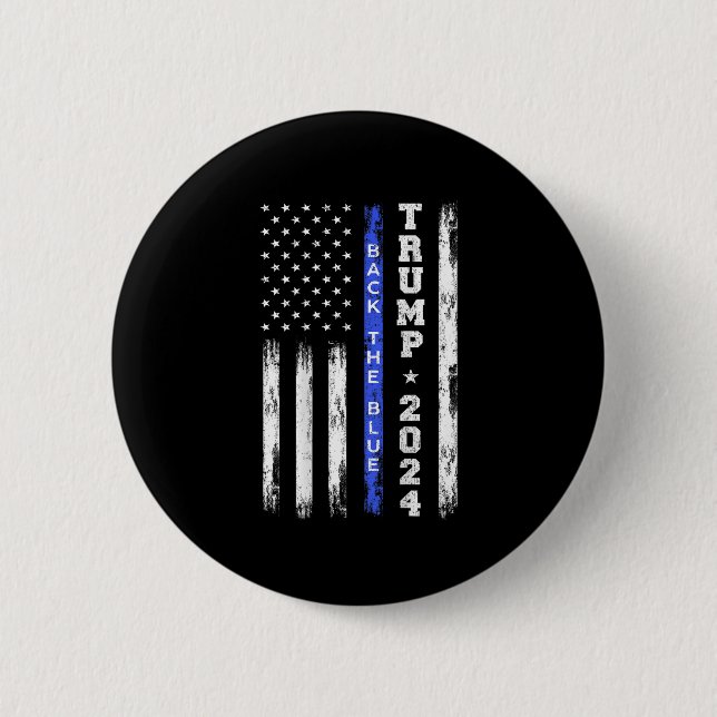 Trump 2024 Back The Blue Thin Blue Line American F Button (Vorderseite)