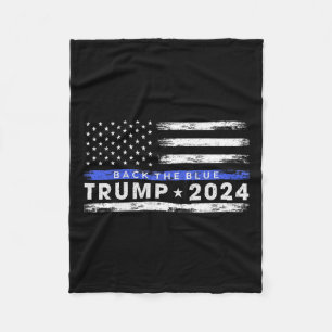 Trump 2024 Back The Blue Thin Blue Line American F Fleecedecke