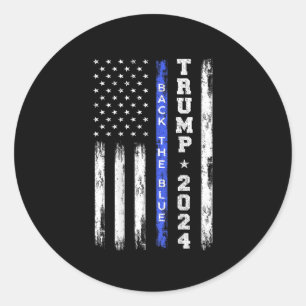 Trump 2024 Back The Blue Thin Blue Line American F Runder Aufkleber