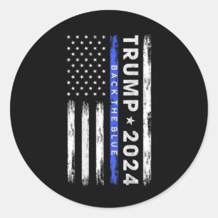 Trump 2024 Back The Blue Thin Blue Line American F Runder Aufkleber