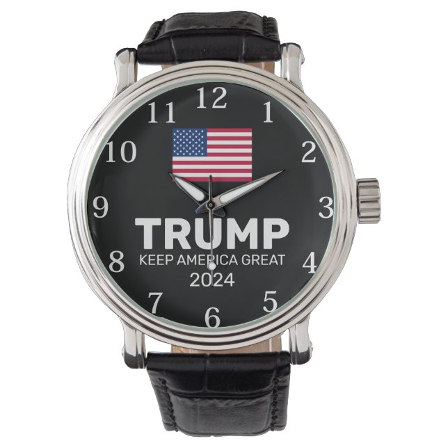 Trump 2024 Behielt Amerika groß Armbanduhr (Vorderseite)