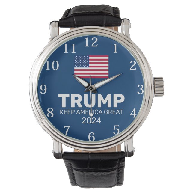 Trump 2024 Behielt Amerika groß Armbanduhr (Vorderseite)