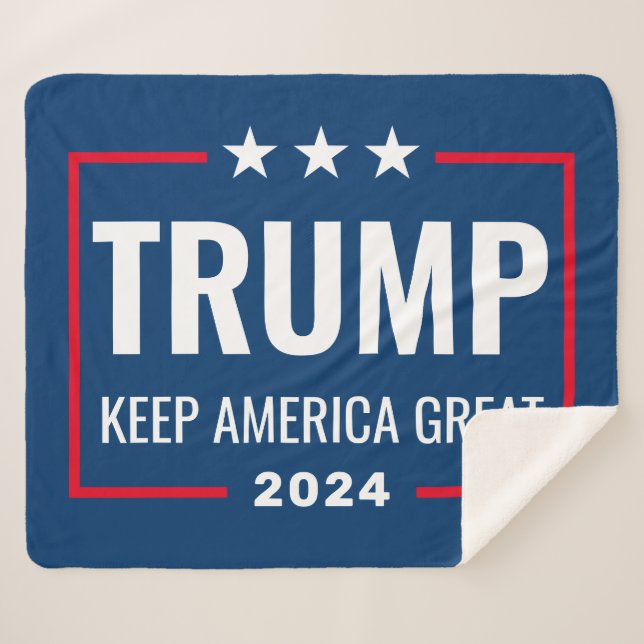 Trump 2024 Behielt Amerika groß - blau rot Sherpadecke (Vorderseite (Horizontal))