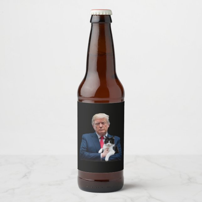 Trump 2024 Cat MAGA Funny Trump Cat Bierflaschenetikett (Vorderseite)