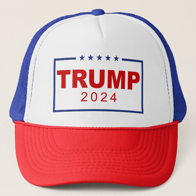 Trump 2024 Classic Rectangle-Logo Truckerkappe (Vorderseite)
