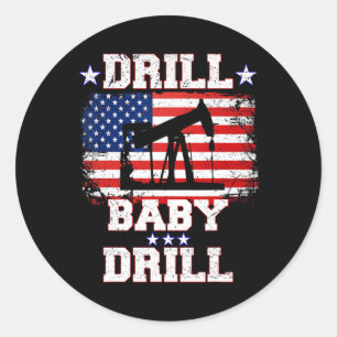 Trump 2024 Drill By5 Runder Aufkleber