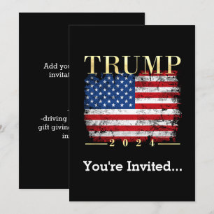 Trump 2024 Elegant Gold Vintage Amerikanische Flag Einladung