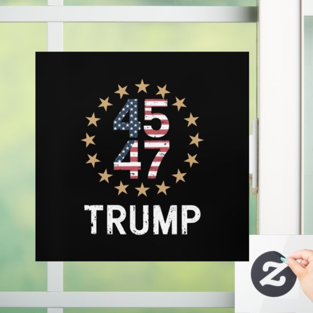 Trump 2024 Flag Amerika zurück 45 47 Fensteraufkleber (Zuhause)