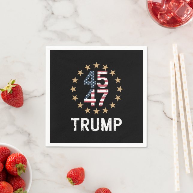 Trump 2024 Flag Amerika zurück 45 47 Serviette (Beispiel)