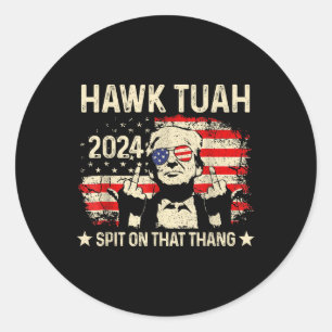 Trump 2024 Flag Funny Hawk Tush Middle Finger 24 Runder Aufkleber