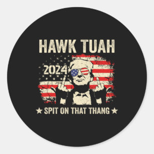 Trump 2024 Flag Funny Hawk Tush Middle Finger 24 V Runder Aufkleber