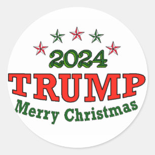 Trump 2024 Frohe Weihnachts-Weihnachtsaufkleber Runder Aufkleber