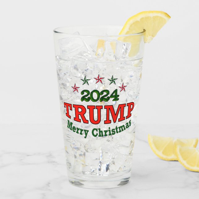 Trump 2024 Frohe Weihnachtsbläser Glas (Rückseite Ice)