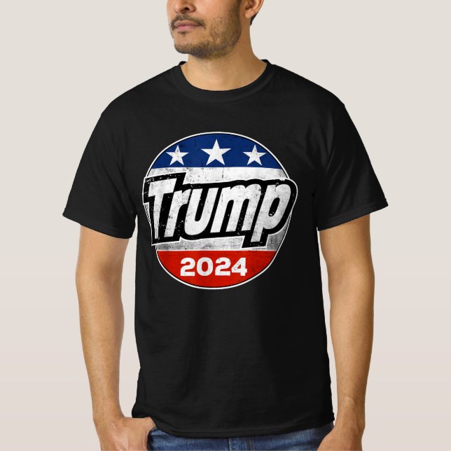 Trump 2024 für den Flag-Button des Präsidenten T-Shirt (Vorderseite)