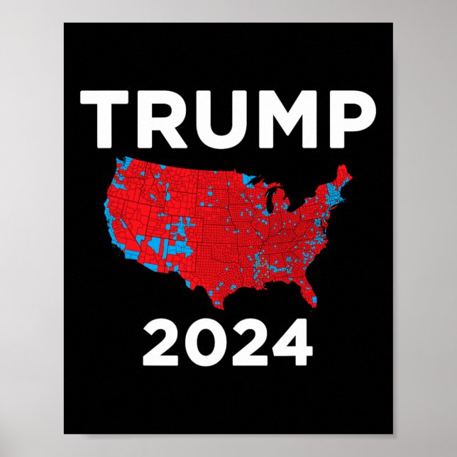 Trump 2024: Genaue Wahlergebnisse Landkreis Karte Poster (Vorne)