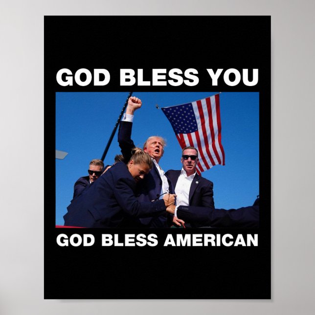 Trump 2024 Gott segne Sie - Gott segne Amerika Poster (Vorne)