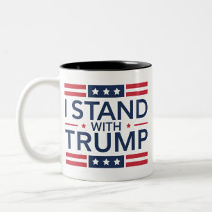 Trump 2024 Ich stehe mit Trump hinter dem Unterstü Zweifarbige Tasse