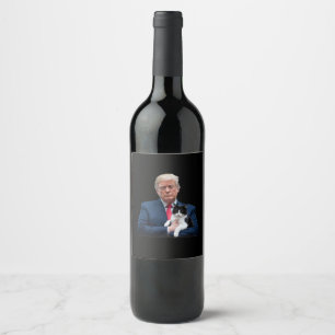 Trump 2024 Katze MAGA Lustige Trump Katze Weinetikett
