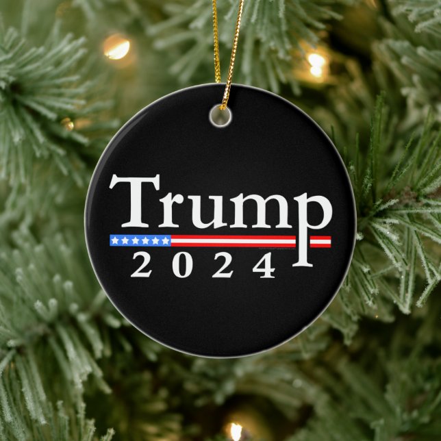 Trump 2024 Klassische Schwarz und Rot Keramik Ornament (Baum)