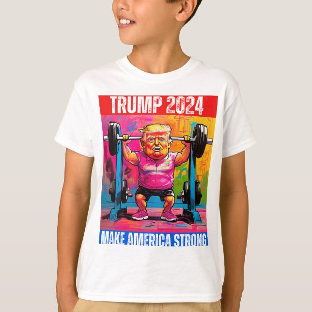 TRUMP 2024 MACHT AMERIKA STARK T-Shirt (Vorderseite)