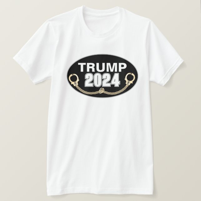 Trump 2024 mit Handschellen T-Shirt (Design vorne)