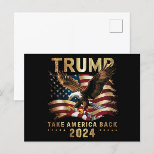 Trump 2024 Nimm Amerika zurück Amerikanische Flagg Postkarte
