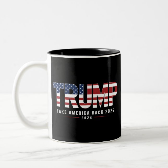 Trump 2024 nimmt Amerika 2024 zurück Zweifarbige Tasse (Links)