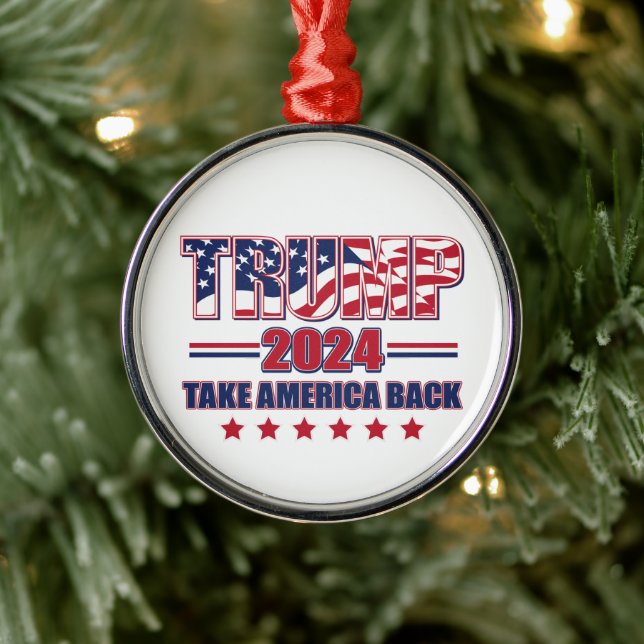 Trump 2024 nimmt Amerika zurück Ornament Aus Metall (Baum)