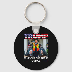 Trump 2024 nimmt den Mülleimer Trump aus dem Müll Schlüsselanhänger