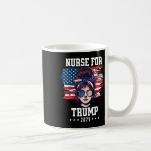 Trump 2024 Nurse Messy Bun America Usa Flag for Wo Kaffeetasse