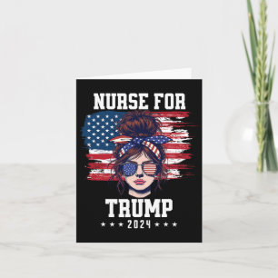 Trump 2024 Nurse Messy Bun America Usa Flag for Wo Karte