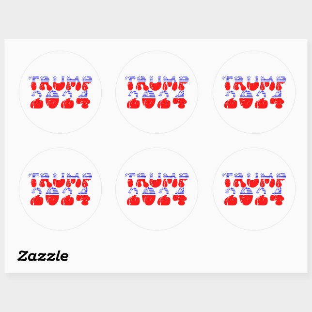 Trump 2024 Patriotic Groovy Retro Runder Aufkleber (Blatt)