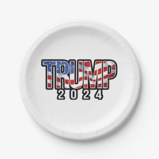 Trump 2024 - Patriotische Blockbriefe Pappteller