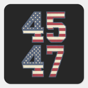 Trump 2024 Präsident 45 47 Amerika USA Vintage Quadratischer Aufkleber