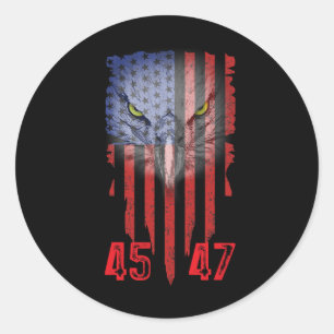 Trump 2024 Präsident 45 und 47 amerikanische Flagg Runder Aufkleber