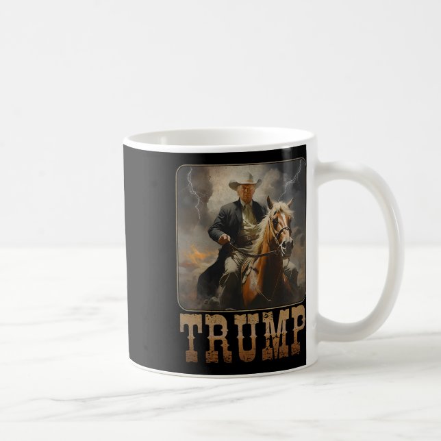 Trump 2024 Präsident Cowboy Riding Horse Western U Kaffeetasse (Rechts)