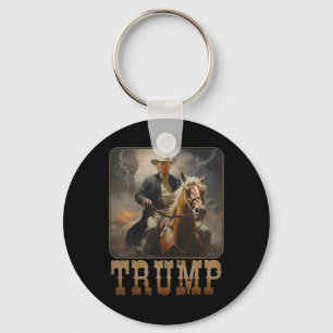 Trump 2024 Präsident Cowboy Riding Horse Western U Schlüsselanhänger
