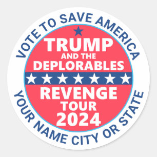 Trump 2024 Rache Tour deplorables Political Runder Aufkleber