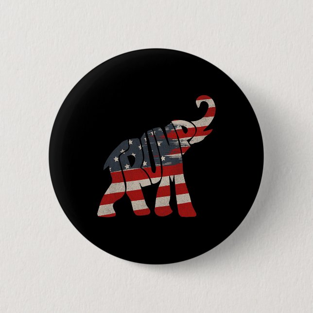 Trump 2024 Republikanischer Elefant Trump Unterstü Button (Vorderseite)