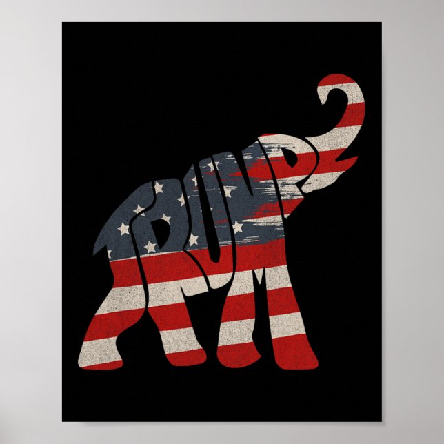 Trump 2024 Republikanischer Elefant Trump Unterstü Poster (Vorne)