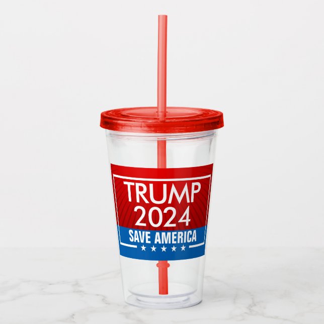 Trump 2024 Rette America Graphic Acryltrinkbecher (Vorderseite)