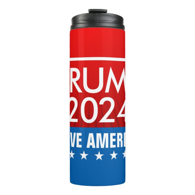 Trump 2024 Rette America Graphic Thermosbecher (Vorderseite)
