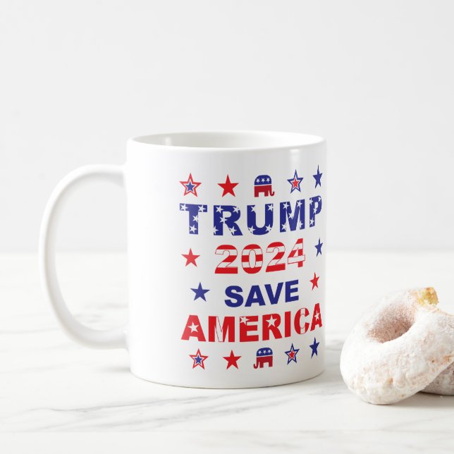 TRUMP 2024 RETTE AMERIKA KAFFEETASSE (Mit Donut)