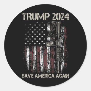 Trump 2024 Rettete Amerika wieder als amerikanisch Runder Aufkleber