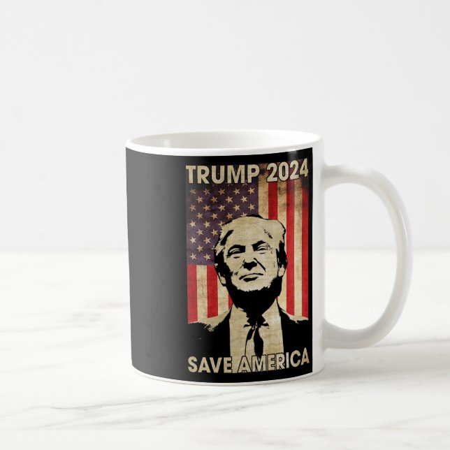 Trump 2024 Rettete die amerikanische Flag-Wahl Gif Kaffeetasse (Rechts)