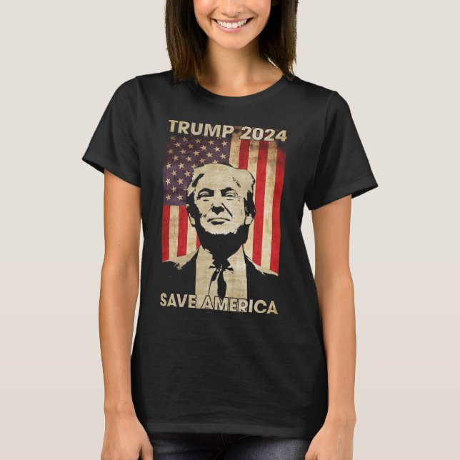 Trump 2024 Rettete die amerikanische Flag-Wahl Gif T-Shirt (Vorderseite)