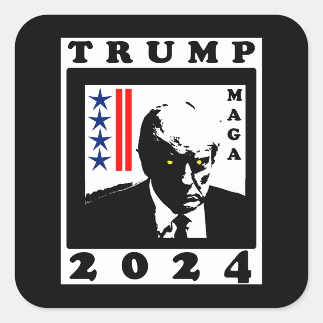 TRUMP 2024 RWB QUADRATISCHER AUFKLEBER (Vorderseite)