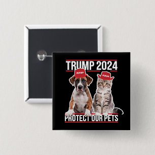 Trump 2024 schützt unsere Haustiere Katzen Hunde M Button