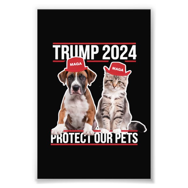 Trump 2024 schützt unsere Haustiere Katzen Hunde M Fotodruck (Vorne)
